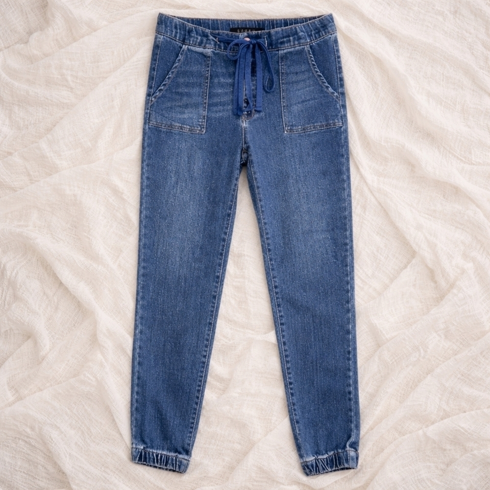 Risen Los Angeles Denim Utility Chore Jogger Soft Stretchy Tie Fronts Jeans